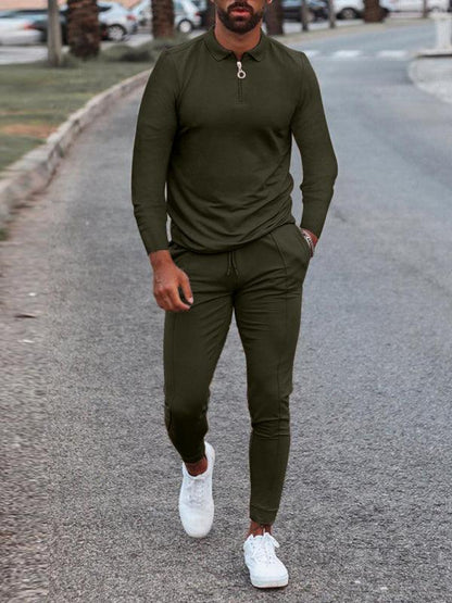 Lapel Long Sleeve Casual Men Tracksuit - Tracksuit - LeStyleParfait