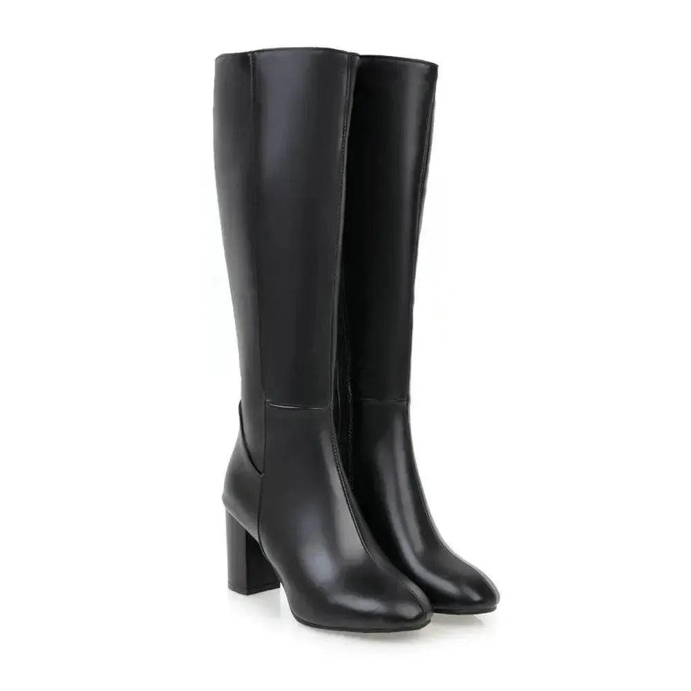 Leather High Heeled Knee High Women Boots - Knee High Boots - LeStyleParfait