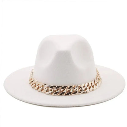 Luxury Fedora Hat And Oversized Chain Handbag - Fedora Hat - LeStyleParfait