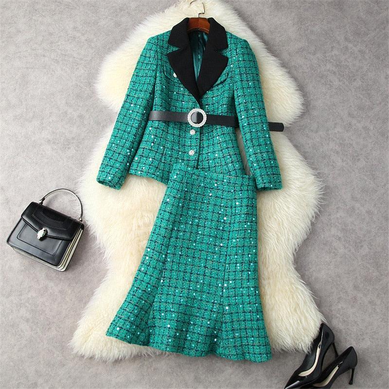 Luxury Sequins Tweed Skirt Suit - Skirt Suit - LeStyleParfait