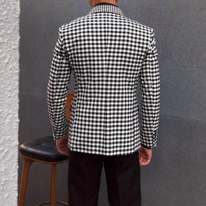 Men Blazer - Checked Black-White Blazer - Checked Blazer - LeStyleParfait