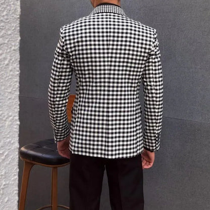 Men Blazer - Checked Black-White Blazer - Checked Blazer - LeStyleParfait