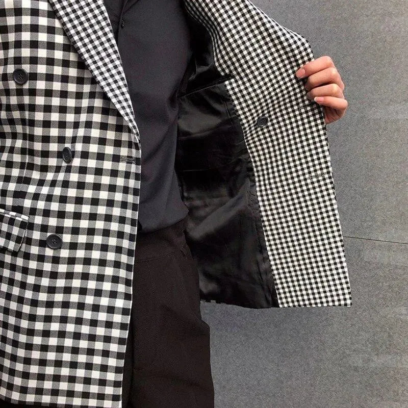 Men Blazer - Checked Black-White Blazer - Checked Blazer - LeStyleParfait