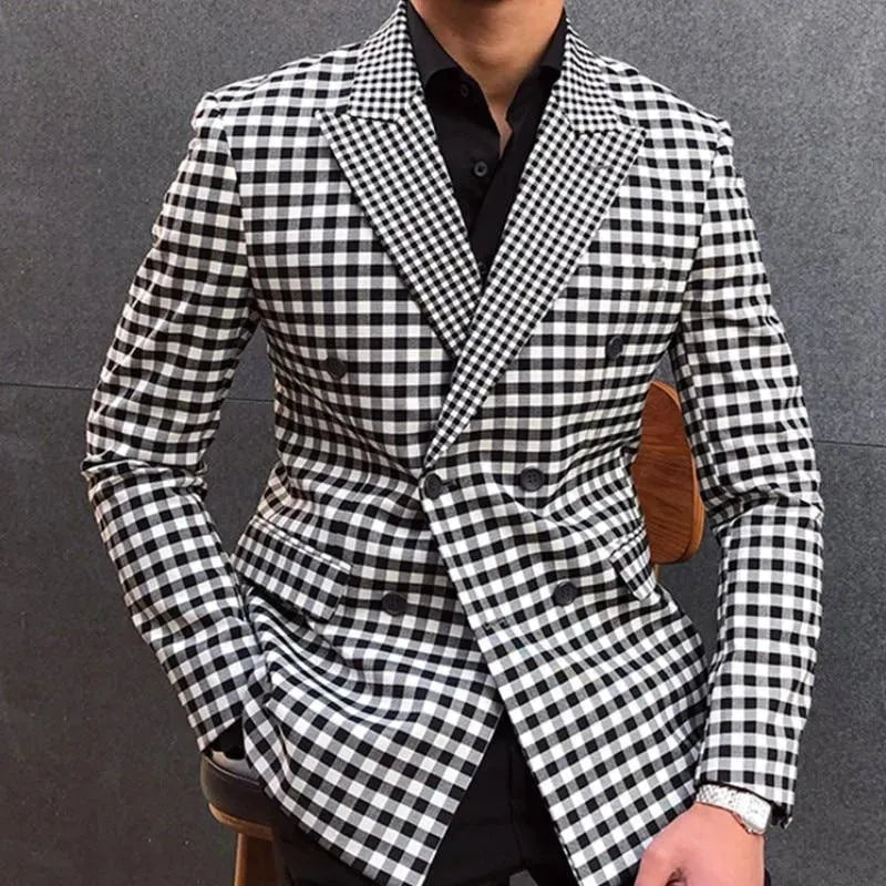 Men Blazer - Checked Black-White Blazer - Checked Blazer - LeStyleParfait