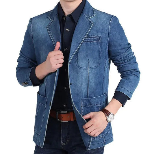 Men Blazer - Cowboy Denim Jeans Blazer - Denim Blazer - LeStyleParfait