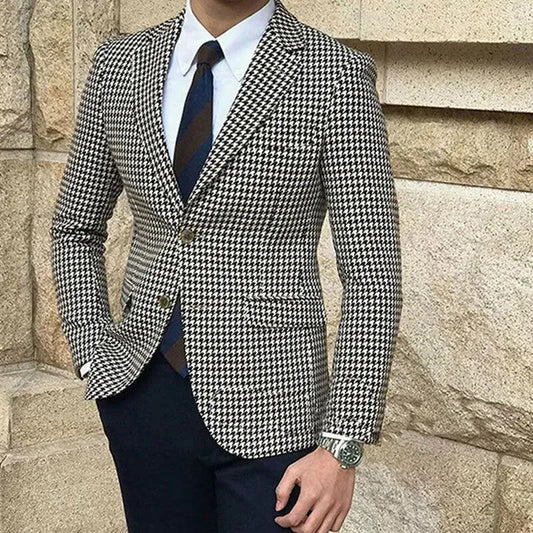 Men Blazer - Houndstooth Blazer - Checked Blazer - LeStyleParfait