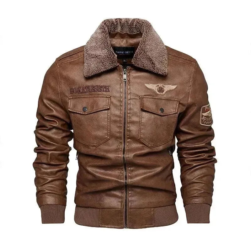 LeStyleParfait Men's Jackets Leather Jacket Zipper Turn Down Collar Long Sleeves Geometric-Leather Jacket