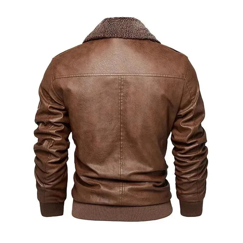 LeStyleParfait Men's Jackets Leather Jacket Zipper Turn Down Collar Long Sleeves Geometric-Leather Jacket