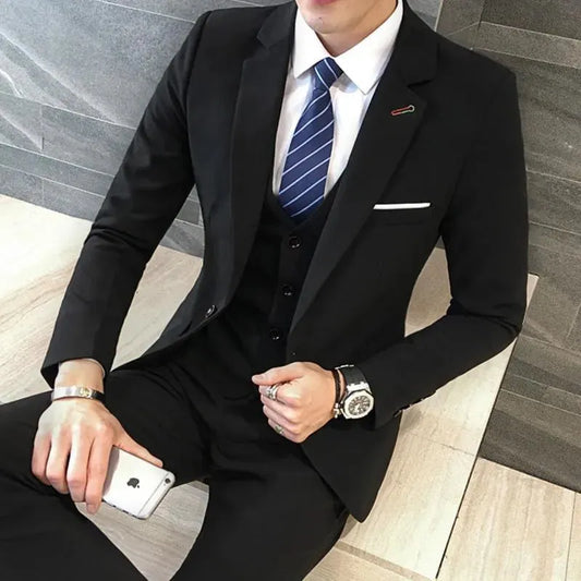 Men-in-Black Three Piece Slim Fit Suit - Three Piece Suit - LeStyleParfait