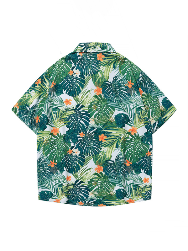 Men's Beach Shirt Hawaiian Vacation Print Short Sleeve Shirt - - LeStyleParfait