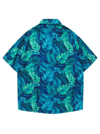 Men's Beach Shirt Hawaiian Vacation Print Short Sleeve Shirt - - LeStyleParfait