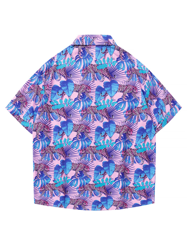 Men's Beach Shirt Hawaiian Vacation Print Short Sleeve Shirt - - LeStyleParfait