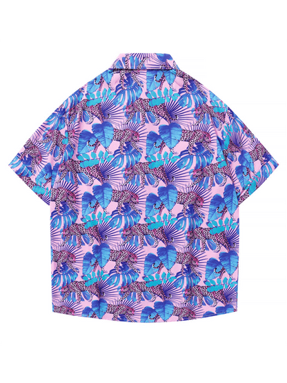 Men's Beach Shirt Hawaiian Vacation Print Short Sleeve Shirt - - LeStyleParfait