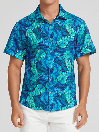 Men's Beach Shirt Hawaiian Vacation Print Short Sleeve Shirt - - LeStyleParfait