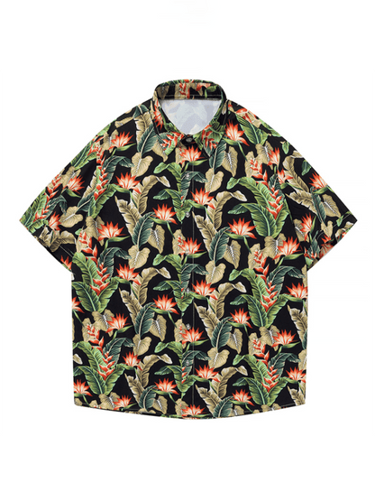 Men's Beach Shirt Hawaiian Vacation Print Short Sleeve Shirt - - LeStyleParfait