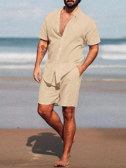 Men’s Casual Long-Sleeve Shorts Set - Shorts Set - LeStyleParfait