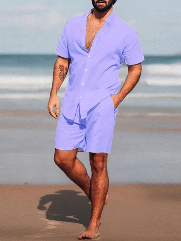 Men’s Casual Long-Sleeve Shorts Set - Shorts Set - LeStyleParfait