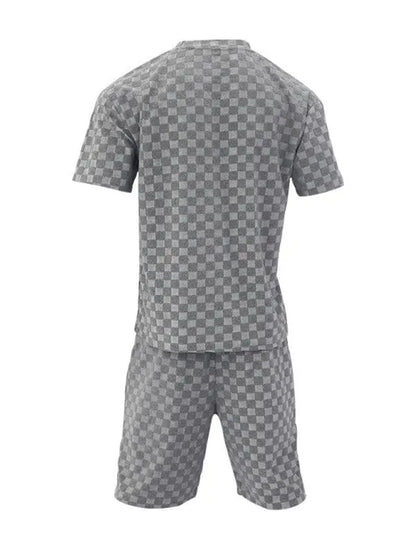 Men's Checkerboard Leisure Two-Piece - Outfit Set - LeStyleParfait