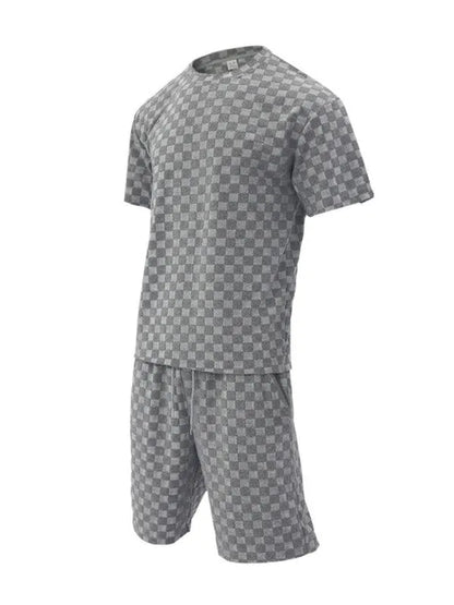 Men's Checkerboard Leisure Two-Piece - Outfit Set - LeStyleParfait