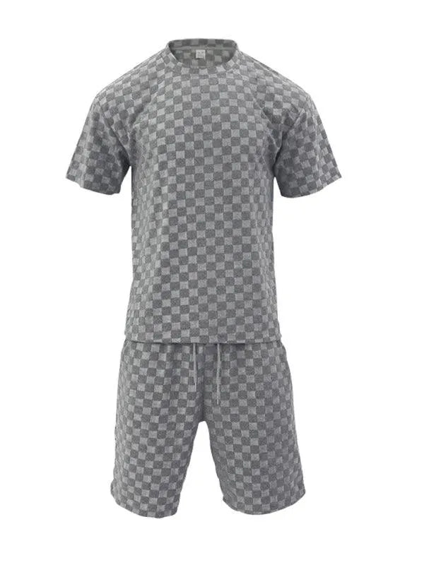 Men's Checkerboard Leisure Two-Piece - Outfit Set - LeStyleParfait