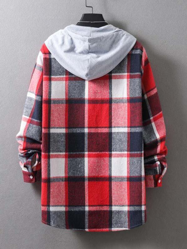 Men's Hooded Plaid Flannel Shirt - Flannel Shirt - LeStyleParfait