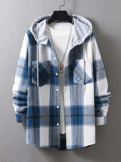 Men's Hooded Plaid Flannel Shirt - Flannel Shirt - LeStyleParfait