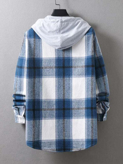 Men's Hooded Plaid Flannel Shirt - Flannel Shirt - LeStyleParfait