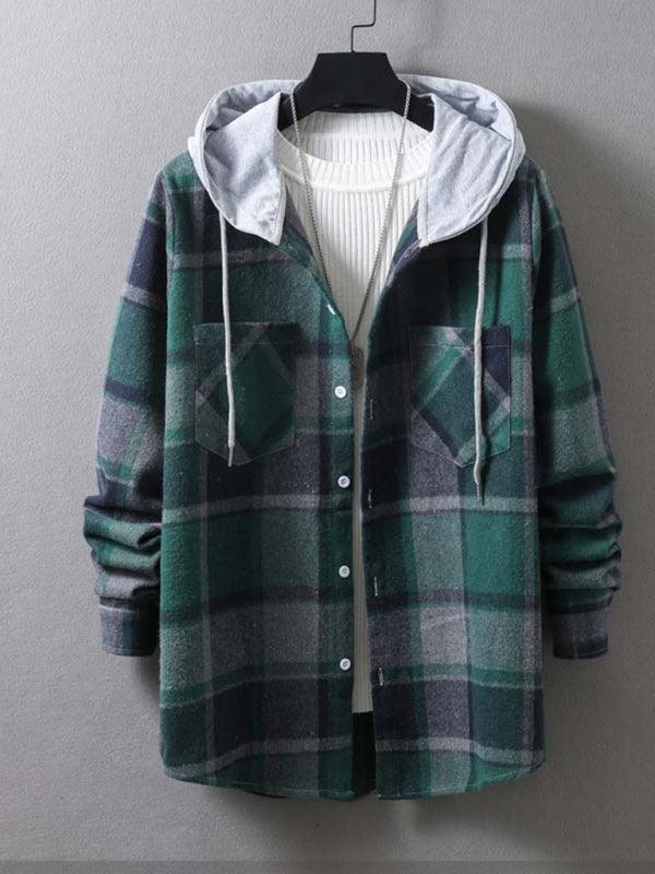 Men's Hooded Plaid Flannel Shirt - Flannel Shirt - LeStyleParfait