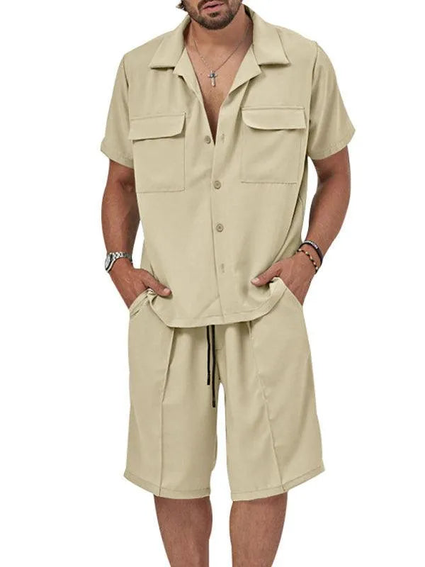 Men's Lapel Casual Shorts Set - Shorts Set - LeStyleParfait