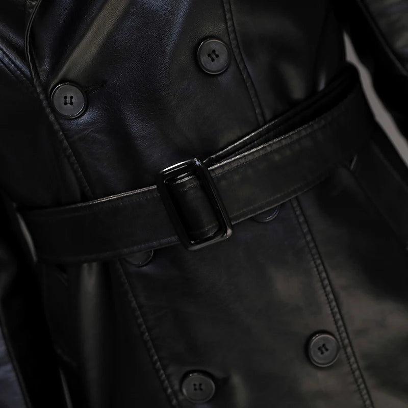 Men's Leather Trench Coat - Leather Trench Coat - LeStyleParfait