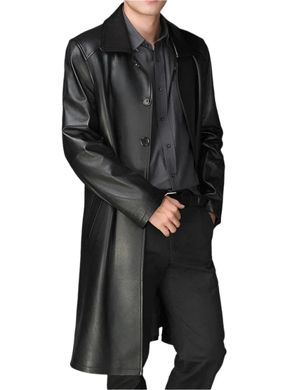 Men's Luxury Leather Overcoat - Overcoat - LeStyleParfait