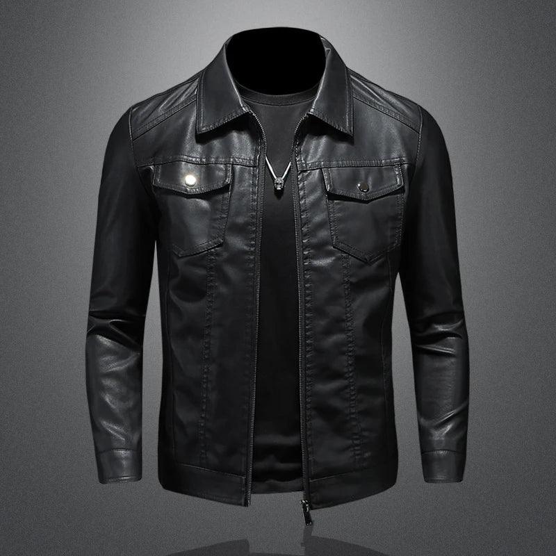 Men's Slim Fit Faux Leather Jackets - Leather Jacket - LeStyleParfait