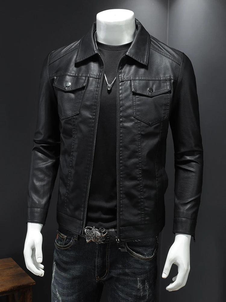 Men's Slim Fit Faux Leather Jackets - Leather Jacket - LeStyleParfait