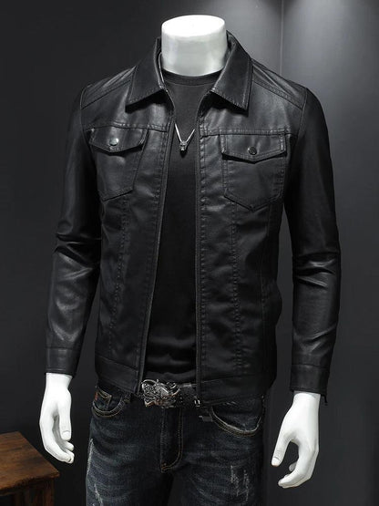 Men's Slim Fit Faux Leather Jackets - Leather Jacket - LeStyleParfait