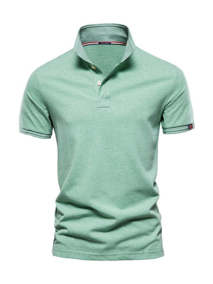 Men's solid color lapel casual short-sleeved POLO shirt - - LeStyleParfait