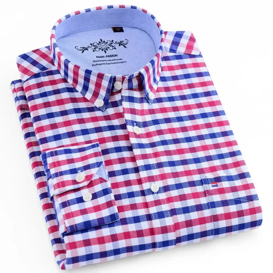 Men's Checkered Shirt - Single Patch Pocket-Checkered Shirt-LeStyleParfait