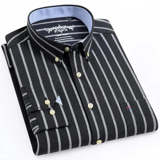 Men's Wide Striped Shirt-Striped Shirt-LeStyleParfait