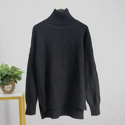 Mystical Argyle Turtleneck Pullover Sweater - Pullover Sweater - LeStyleParfait