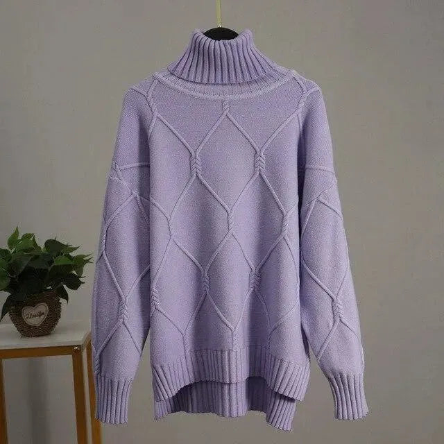 Mystical Argyle Turtleneck Pullover Sweater - Pullover Sweater - LeStyleParfait