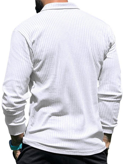 New Men's Lapel Long Sleeve T-Shirt Slim Fit Sports Lapel Polo Shirt - - LeStyleParfait