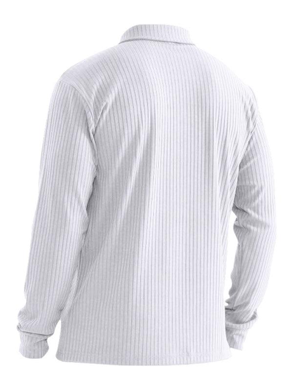 New Men's Long Sleeve T-Shirt Long Sleeve Lapel Polo Shirt - - LeStyleParfait