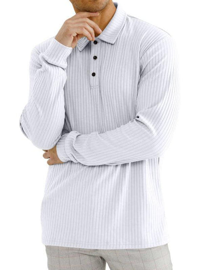 New Men's Long Sleeve T-Shirt Long Sleeve Lapel Polo Shirt - - LeStyleParfait