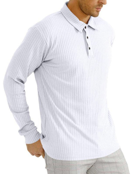 New Men's Long Sleeve T-Shirt Long Sleeve Lapel Polo Shirt - - LeStyleParfait