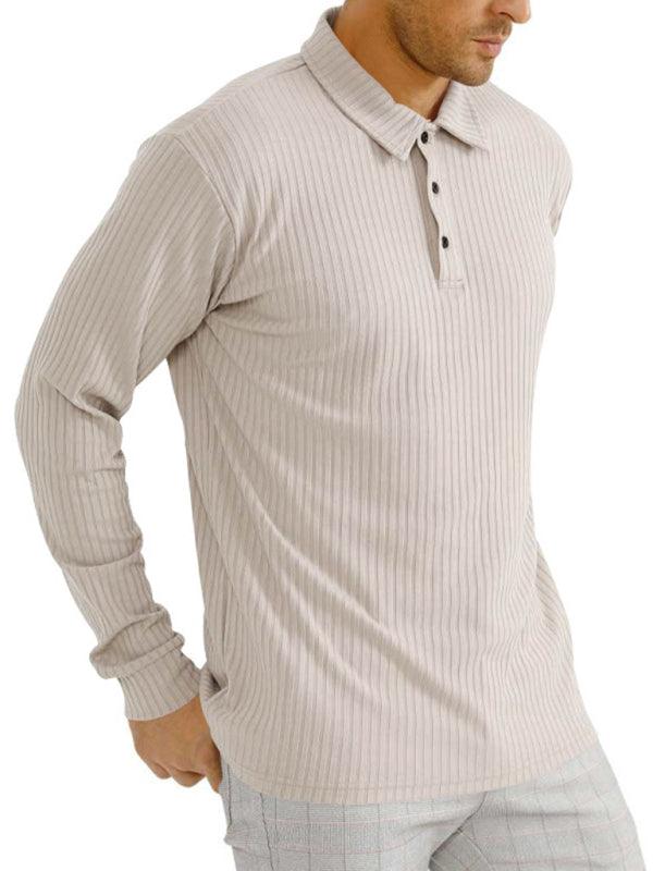 New Men's Long Sleeve T-Shirt Long Sleeve Lapel Polo Shirt - - LeStyleParfait