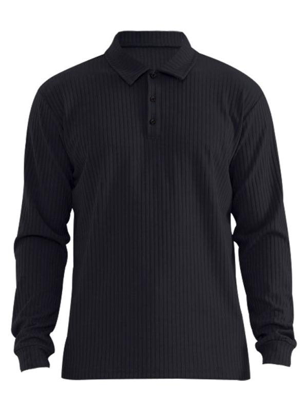 New Men's Long Sleeve T-Shirt Long Sleeve Lapel Polo Shirt - - LeStyleParfait