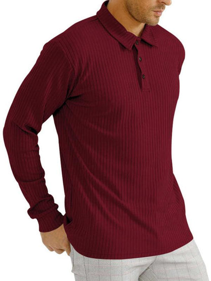 New Men's Long Sleeve T-Shirt Long Sleeve Lapel Polo Shirt - - LeStyleParfait