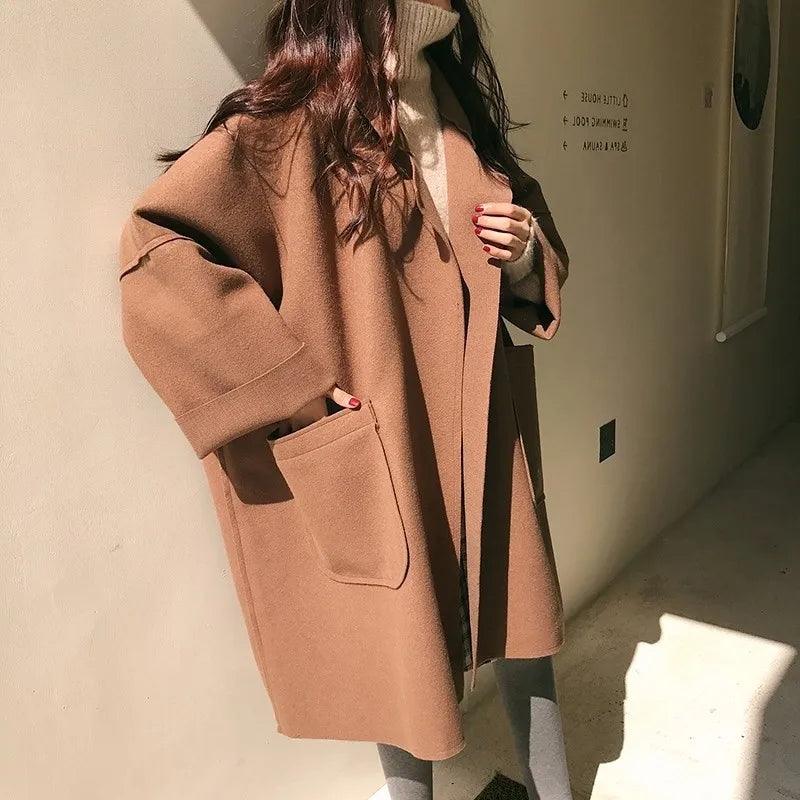 Oversize Woolen Overcoat for Women-women-coat-LeStyleParfait