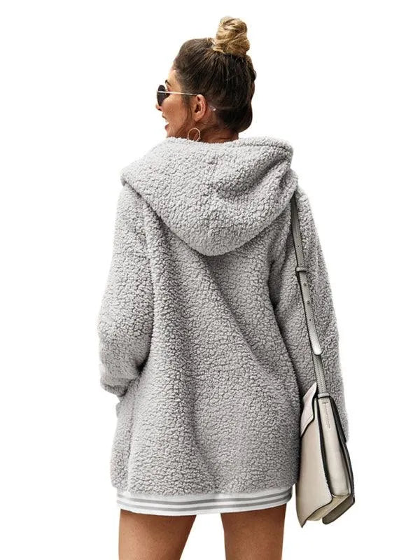 Oversized Hooded Woolen Women’s Coat - Women Coat - LeStyleParfait