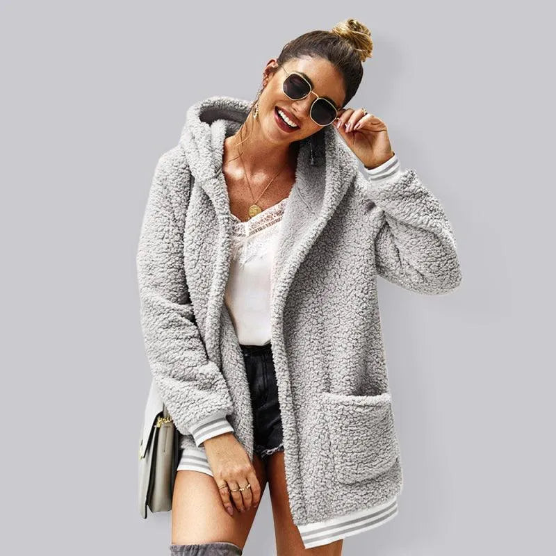 Oversized Hooded Woolen Women’s Coat - Women Coat - LeStyleParfait