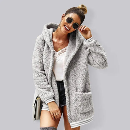 Oversized Hooded Woolen Women’s Coat - Women Coat - LeStyleParfait